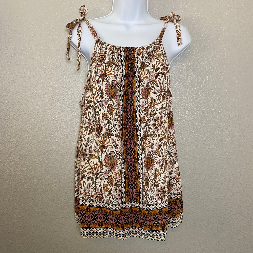 Jane and Delancey Patchwork Earthy Casual Summer Festival Boho Hippie Tank XL